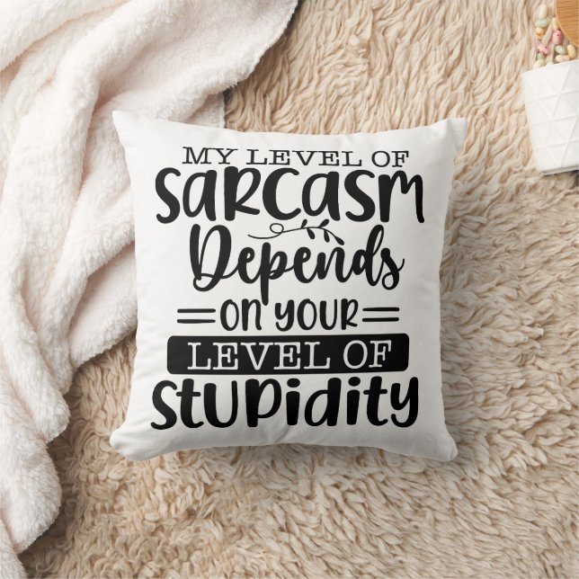 Coussin Drôle Mon Niveau de Sarcasme (Couverture)