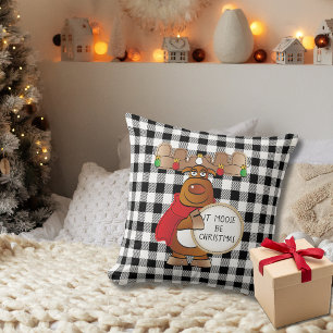 Coussin Drôle Moose Cartoon Pays Noël rustique