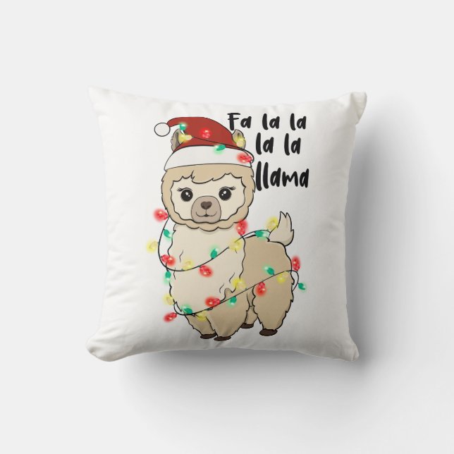Coussin Drôle Noël Llama (Recto)
