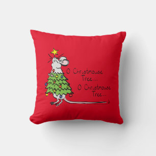 Coussin Drôle Noël mignon Souris Arbre Cartoon