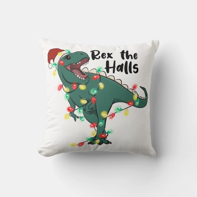 Coussin Drôle Noël Rex Les Halls T-rex (Recto)