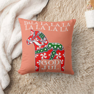 Coussin Drôle Noël suédois Dieu Jul Dala Horse Dalahos