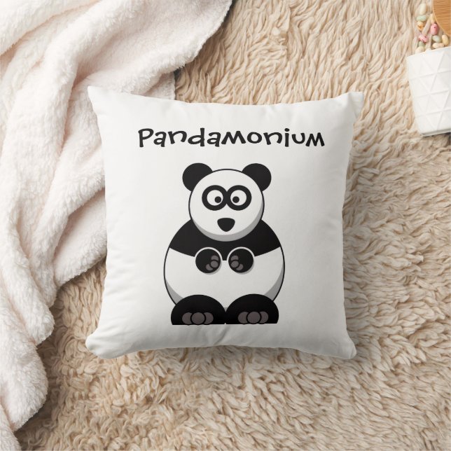 Coussin Drôle Pandamonium Panda Cartoon, Mignonne Pun Stre (Couverture)