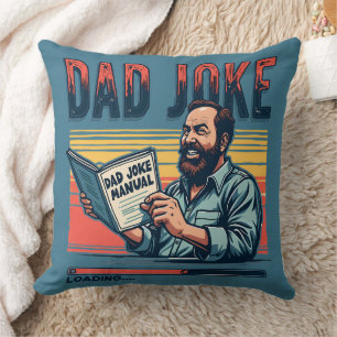Coussin Drôle Papa plaisanter Humour rétro Vintage esthéti