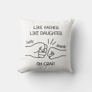 Coussin Drôle Père Fille Fist Bump Dessin