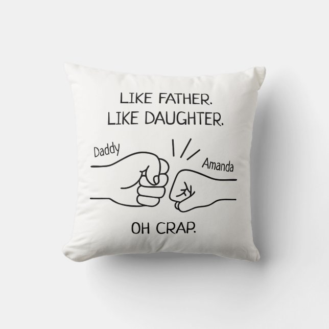 Coussin Drôle Père Fille Fist Bump Dessin (Recto)