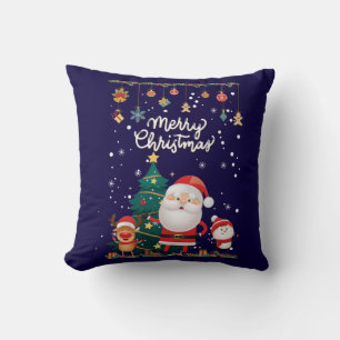 Coussin Drôle Père Noël, Snowman, Reindeer Joyeux Noël