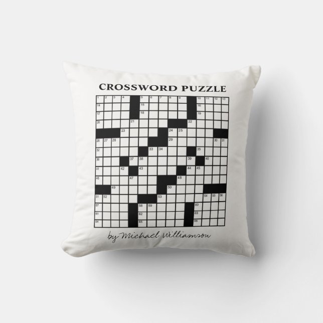 Coussin Drôle personnalisé noir blanc mot croisé puzzle (Recto)