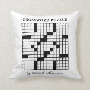 Coussin Drôle personnalisé noir blanc mot croisé puzzle