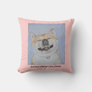 Coussin drôle photo de akita chien rose