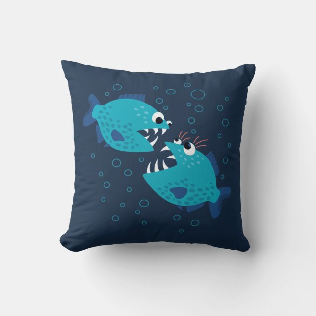 Coussin Drôle Poisson Piranha Gossiping (Recto)