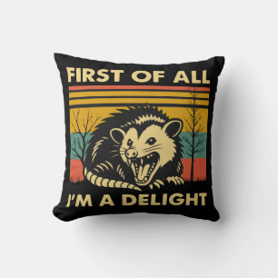 Coussin Drôle Possum Citation - Tout d'abord je suis un pl