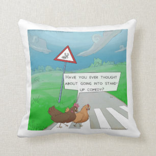 Coussin Drôle Poulets Traversant La Route Jeter L'Oreiller