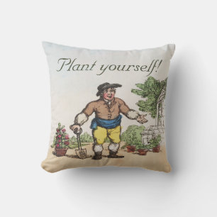 Coussin drôle pour jardinier vintage
