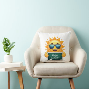 Coussin Drôle "Retraité et l'adorant!" Soleil heureux en d