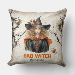 Coussin Drôle rétro éffrayant Halloween jolie mauvaise sor