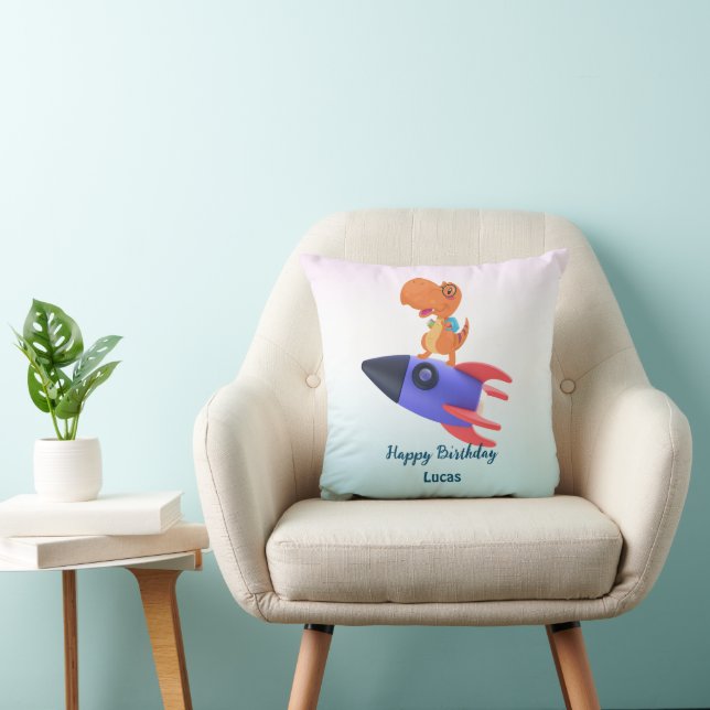 Coussin Drôle roquette dinosaure retour 2 Scolaire fête d' (Chaise)