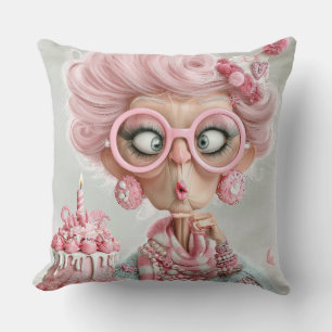 Coussin Drôle Rose Piquant Vieillissement