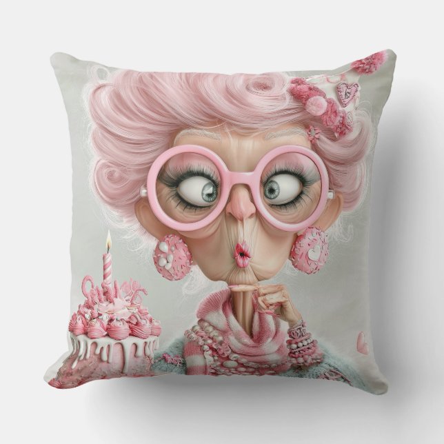 Coussin Drôle Rose Piquant Vieillissement (Recto)