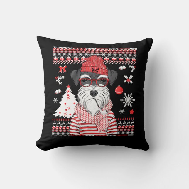 Coussin Drôle Schnauzer Chien cadeau de Noël (Recto)