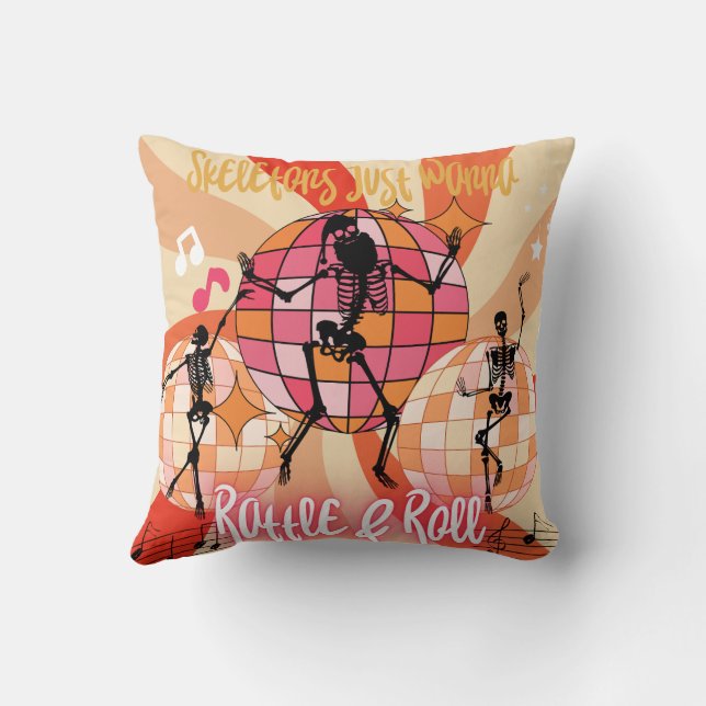 Coussin Drôle Skeletons d'Halloween juste Wanna Rattle&Rol (Verso)