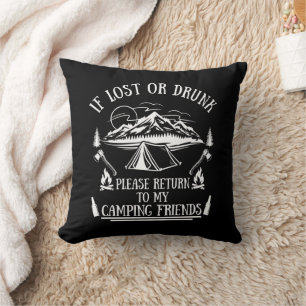 Coussin Drôle slogan camper camping à boire des paroles