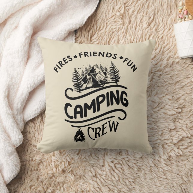 Coussin Drôle slogan de l'équipe de camping camper amis ca (Couverture)