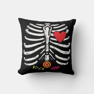 Coussin Drôle Squelette Halloween Coeurs Candies