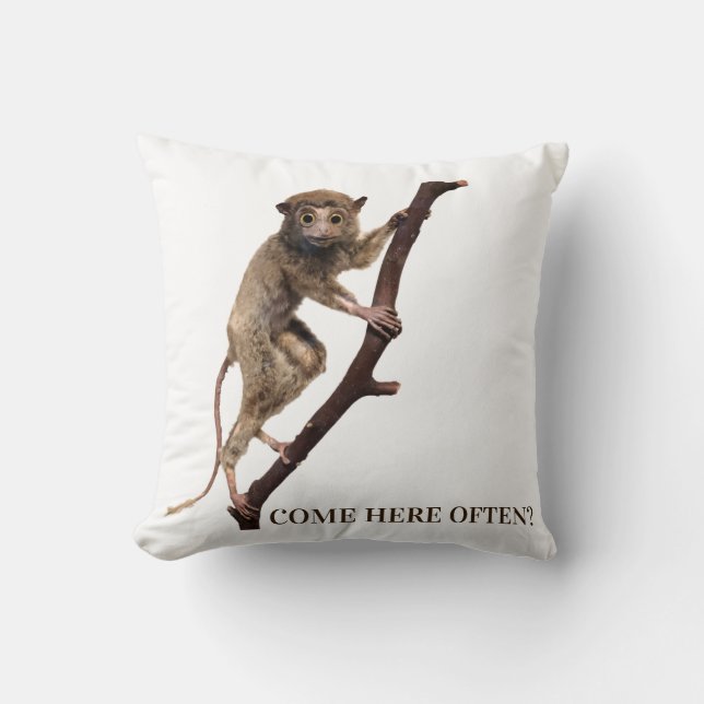 Coussin Drôle Taxiderme bizarre Singe Lemur | Gros yeux (Recto)