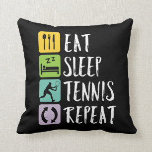 Coussin Drôle Tennis Sports Mangez Sleep Tennis Répéter