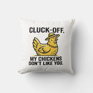 Coussin Drôle Vintage Cluk Off Amoureux de Poules Minimali