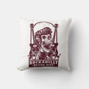 Coussin Drôle Vintage Rockabilly Skeleton