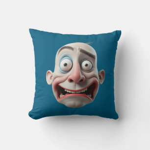 Coussin Drôle visage de monstre de dessin animé 3D fou exp
