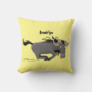 Coussin Drôle wildebeest tourner dessin animé illustration