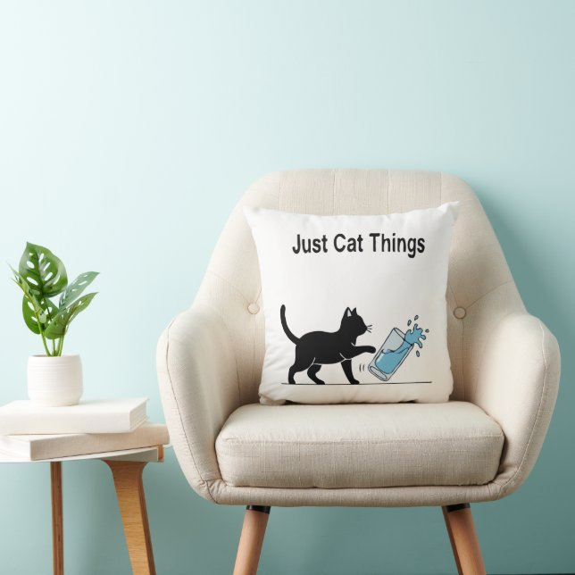 Coussin Drôles de 'choses de chat' Chat noir renversant de (Chaise)