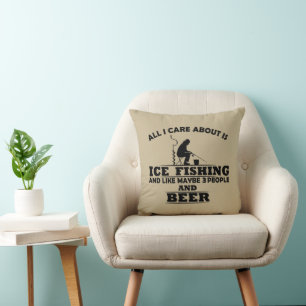 Coussin Drôles de citations sur la pêche sur glace