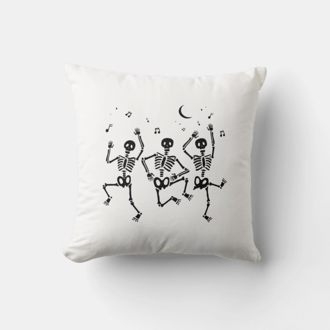 Coussin Drôles de squelettes de Halloween dansant Joyeux H (Recto)