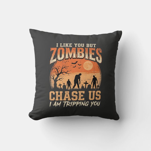 Coussin Drôles de Zombies Halloween Nous Pourchassent Desi (Recto)