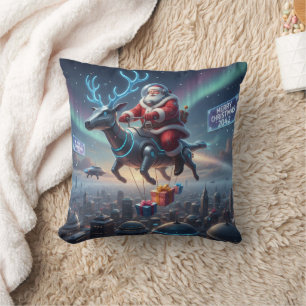 Coussin Drone de livraison high-tech du Père Noël personna