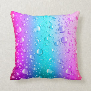 Coussin Droplets d'eau rose et bleu d'Aqua
