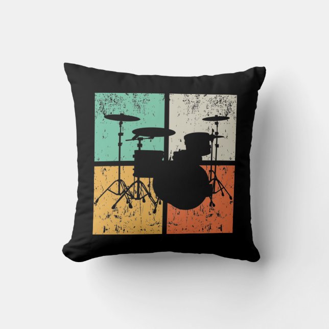 Coussin Drummer de tambours Vintage Retro Drummer (Recto)