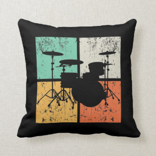 Coussin Drummer de tambours Vintage Retro Drummer