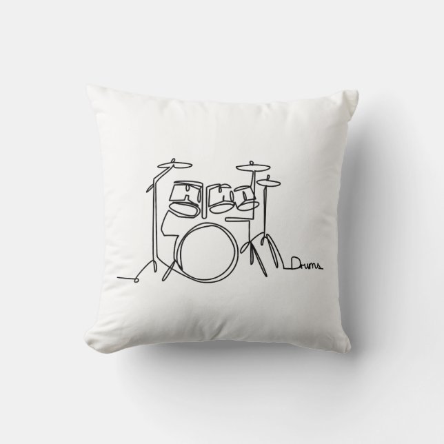 Coussin Drummer Music Design Drums One-Line (Recto)