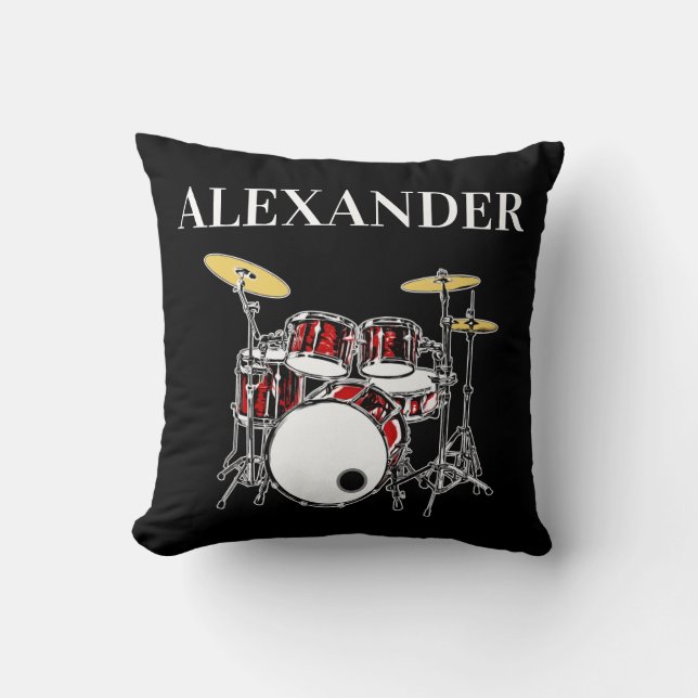 Coussin Drummer Rock & Roll Musiques Drummer Personnalisé  (Recto)