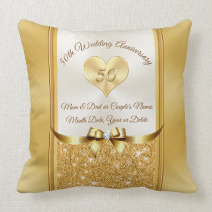 Coussin du 50e anniversaire personnalisé, Gold, Of