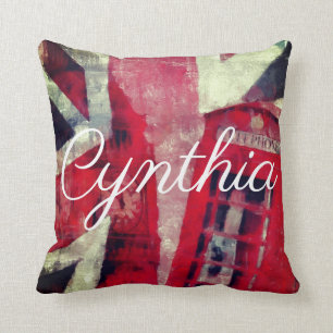 Coussin du Booth de téléphone du drapeau britann