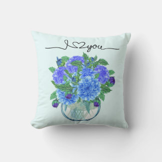 Coussin du bouquet Blue Dahlia