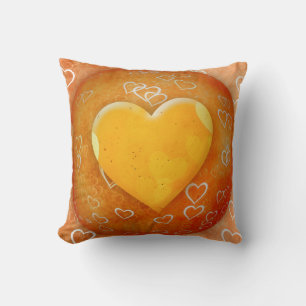 Coussin du coeur jaune