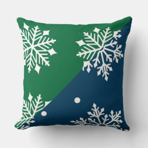 Coussin du concepteur de flocon de neige vert/bleu