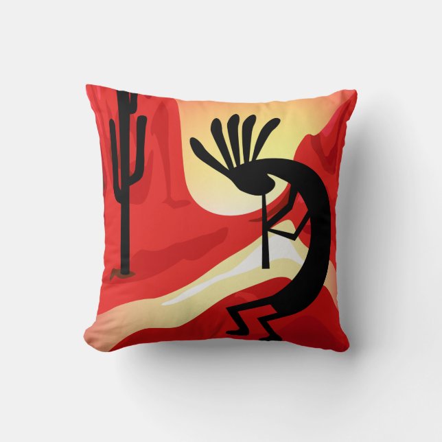 Coussin du coucher de soleil du désert Kokopelli (Recto)